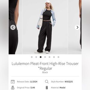 Lululemon pleat-front  high-rise trouser